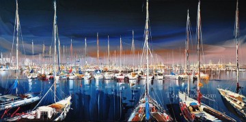  barco pintura - Barcos en el muelle Kal Gajoum con textura